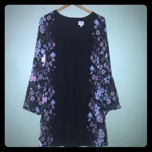 Black Floral-Sleeve Dress
